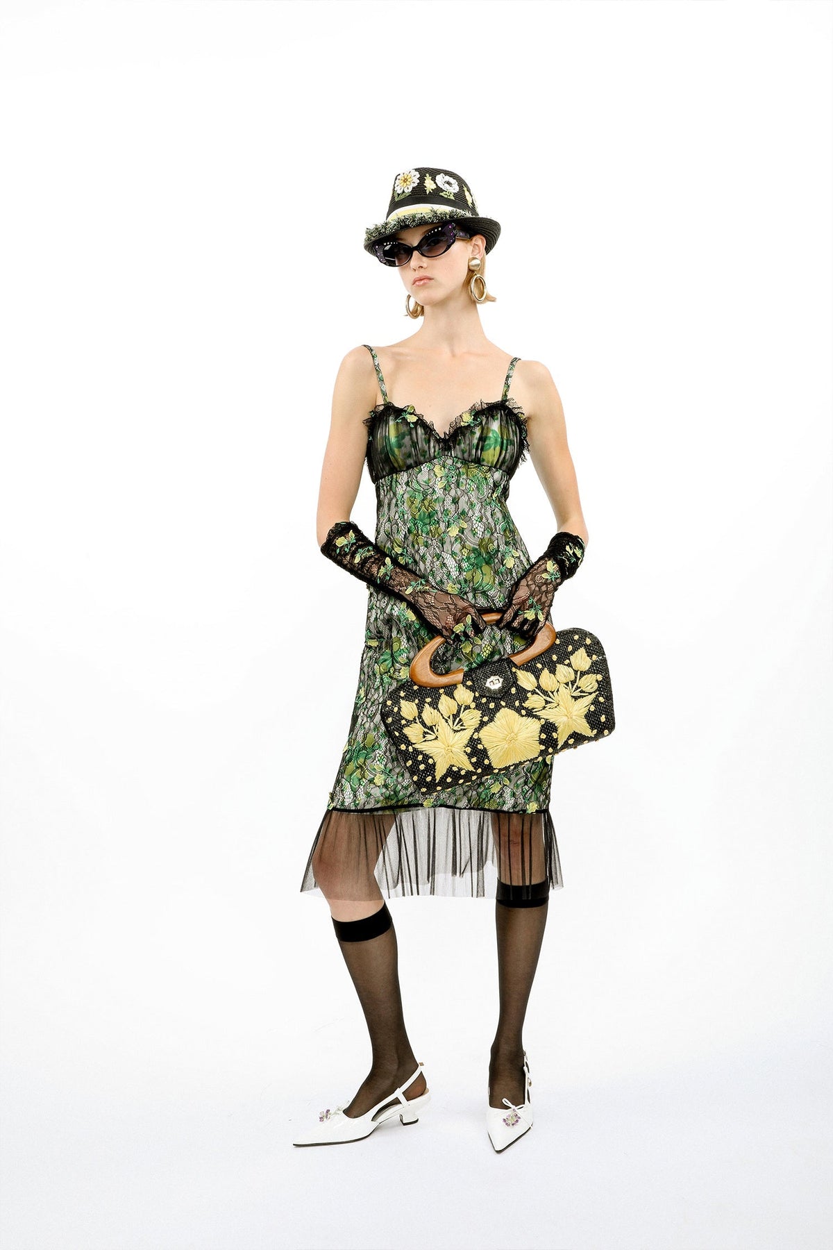 Rosebuds Lace Combo Slip Dress | Anna Sui