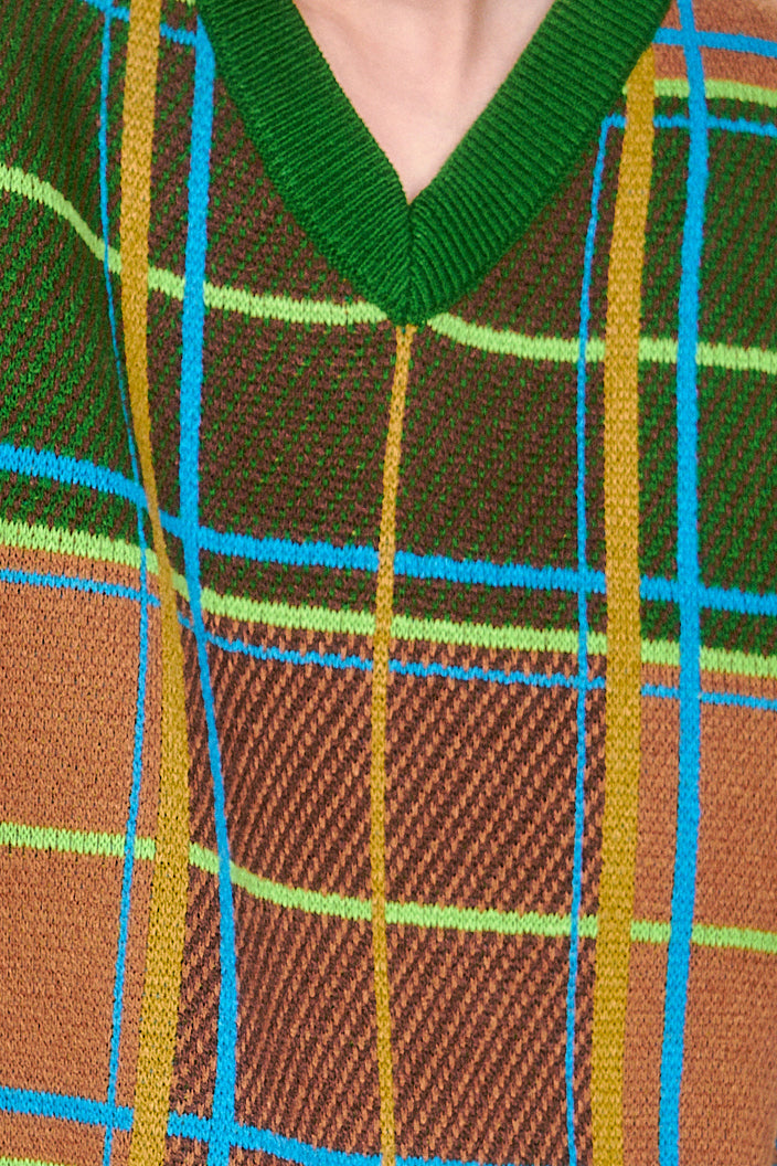 Plaid Sweater Vest - Leaf Green | Anna Sui