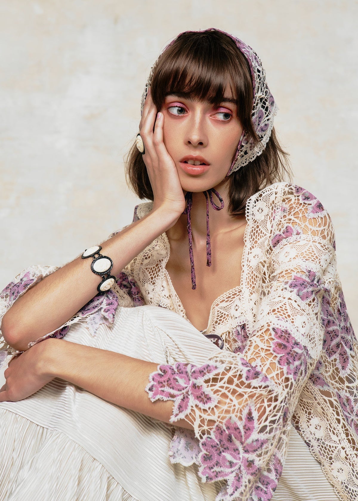 Medallion Floral Lace Headscarf | Anna Sui