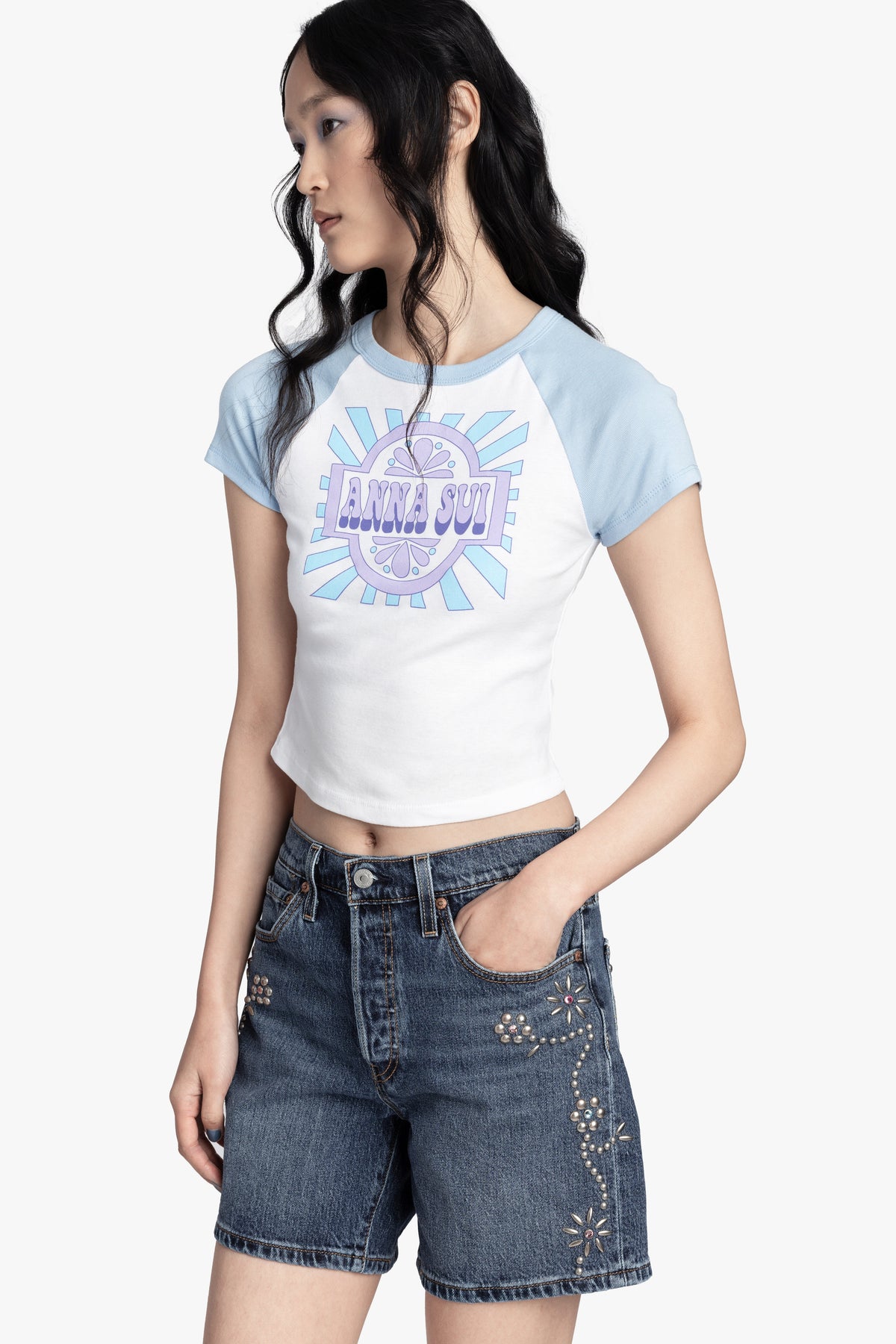 Studded Denim Shorts | Anna Sui