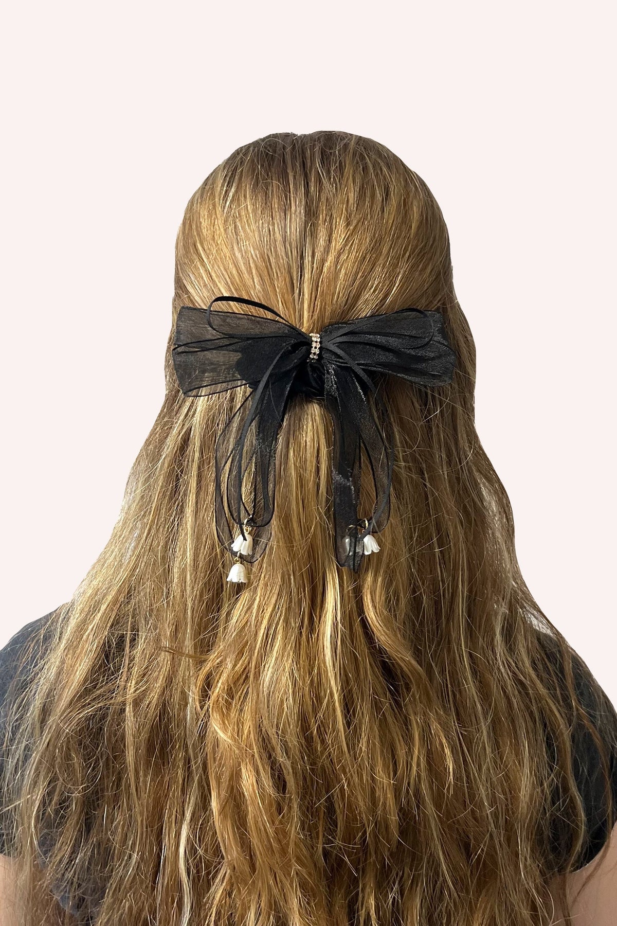 Black Mesh Bow Flower Embellished Scrunchie | Anna Sui