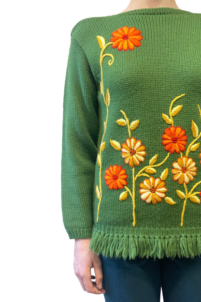 Vintage Embroidered Floral Sweater | Anna Sui