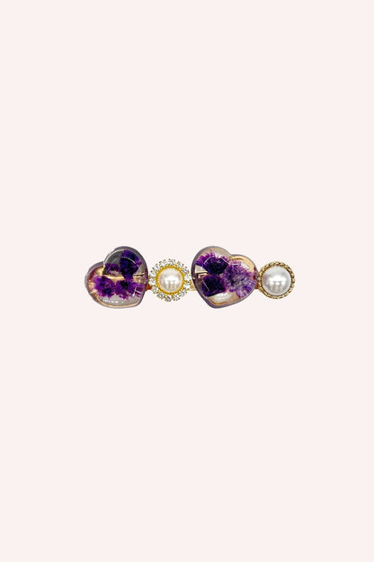 Purple Flower Hearts and Pearls Clamp Clip | Anna Sui