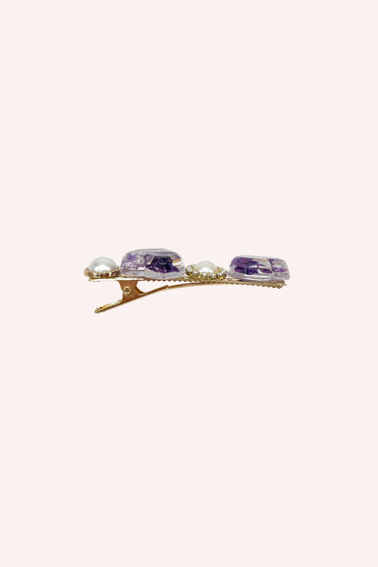 Purple Flower Hearts and Pearls Clamp Clip | Anna Sui