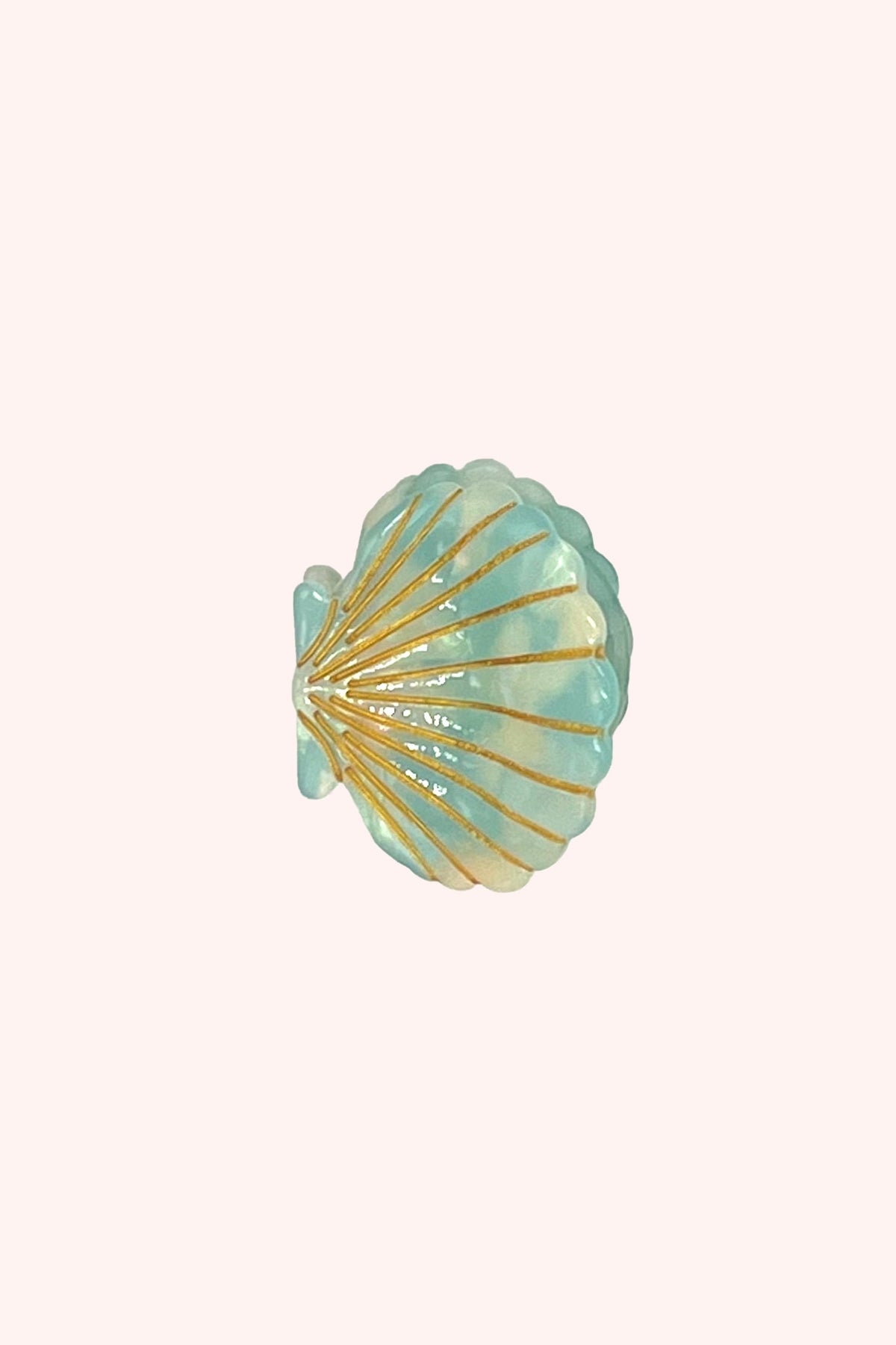 Medium Ivory Aqua Pastel Sea Shell Jaw Clip | Anna Sui