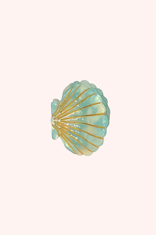 Medium Ivory Aqua Pastel Sea Shell Jaw Clip | Anna Sui