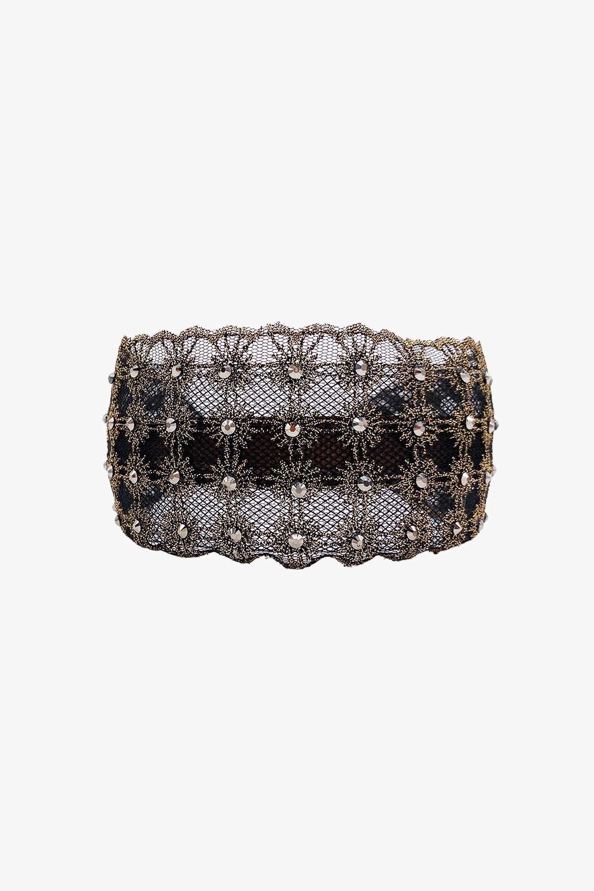 Lacey Embroidered Crystal Headband - Gold | Anna Sui