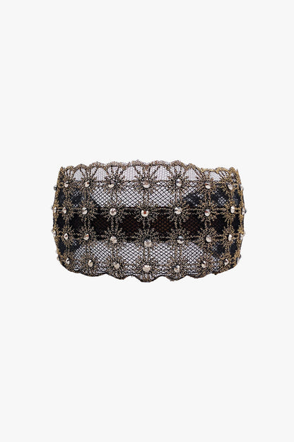 Lacey Embroidered Crystal Headband - Gold | Anna Sui