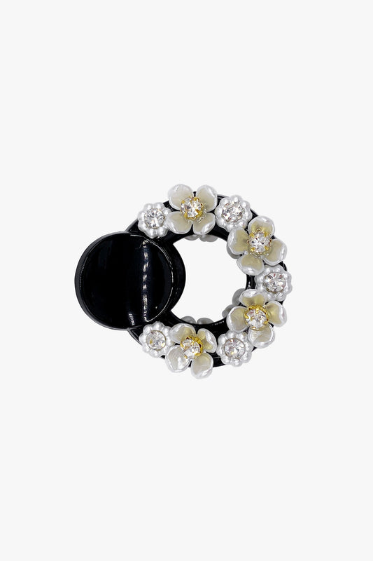 Round Cutout Flower Embroidered Jaw Clip | Anna Sui