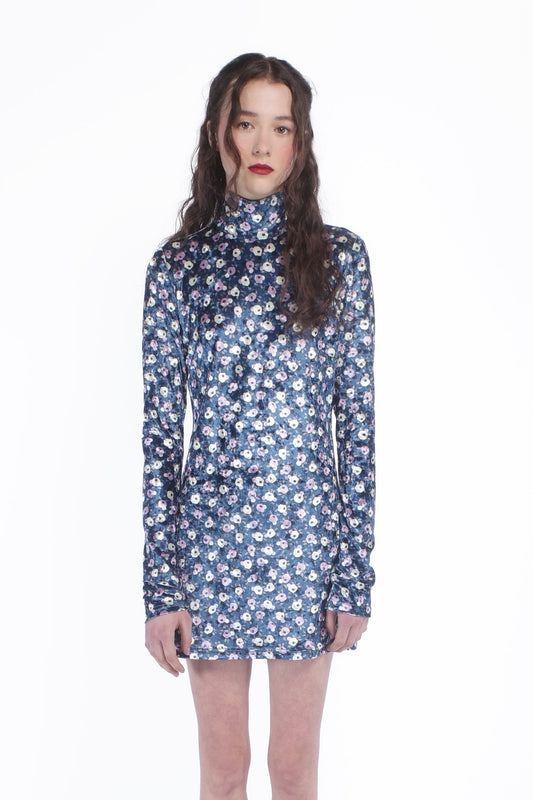 Posie Stretch Velvet Turtleneck Dress | Anna Sui