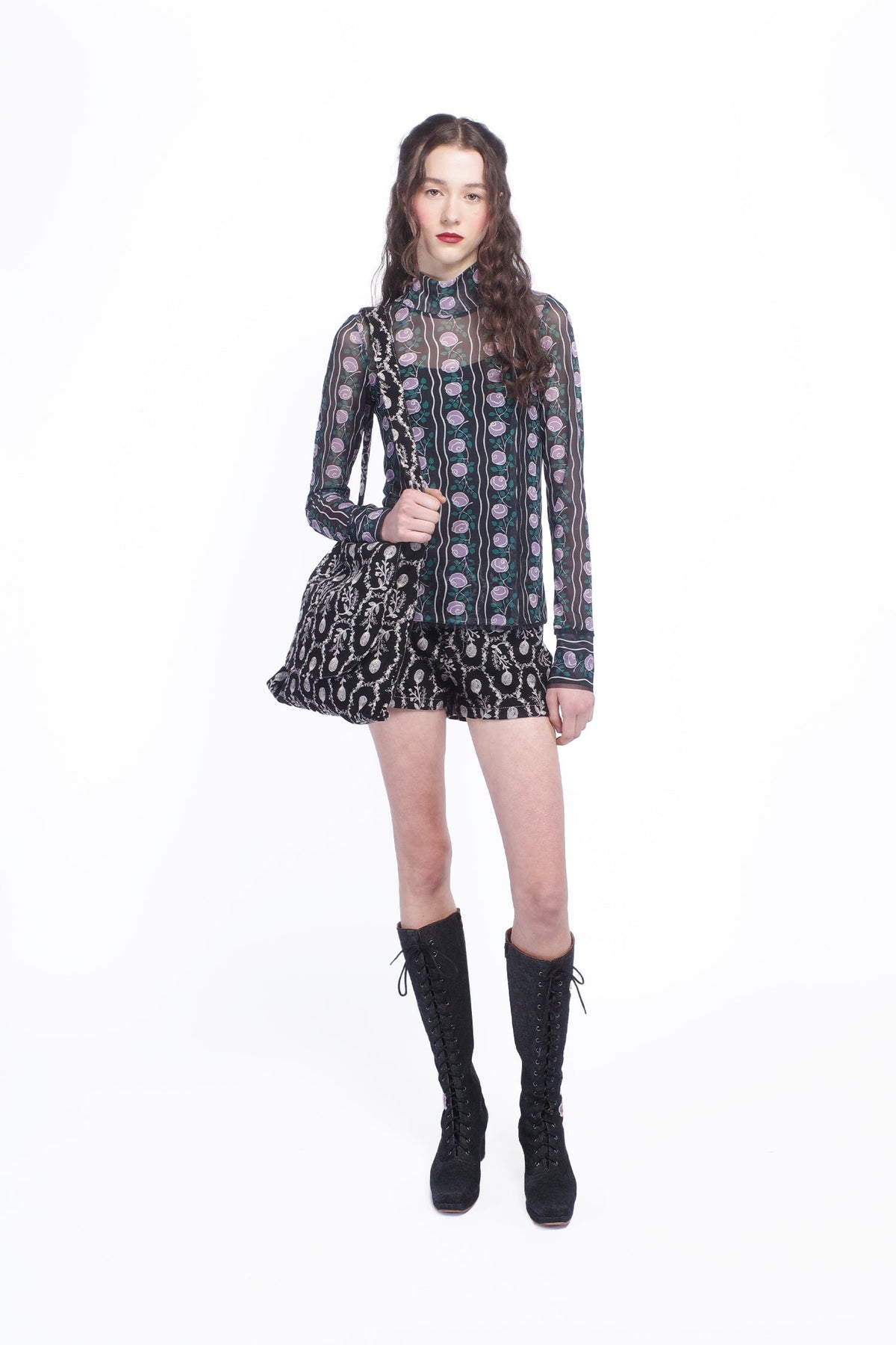 Sleeping Beauty Embroidered Faux Suede Shorts | Anna Sui