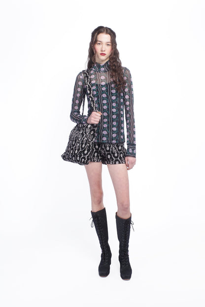 Sleeping Beauty Embroidered Faux Suede Shorts | Anna Sui