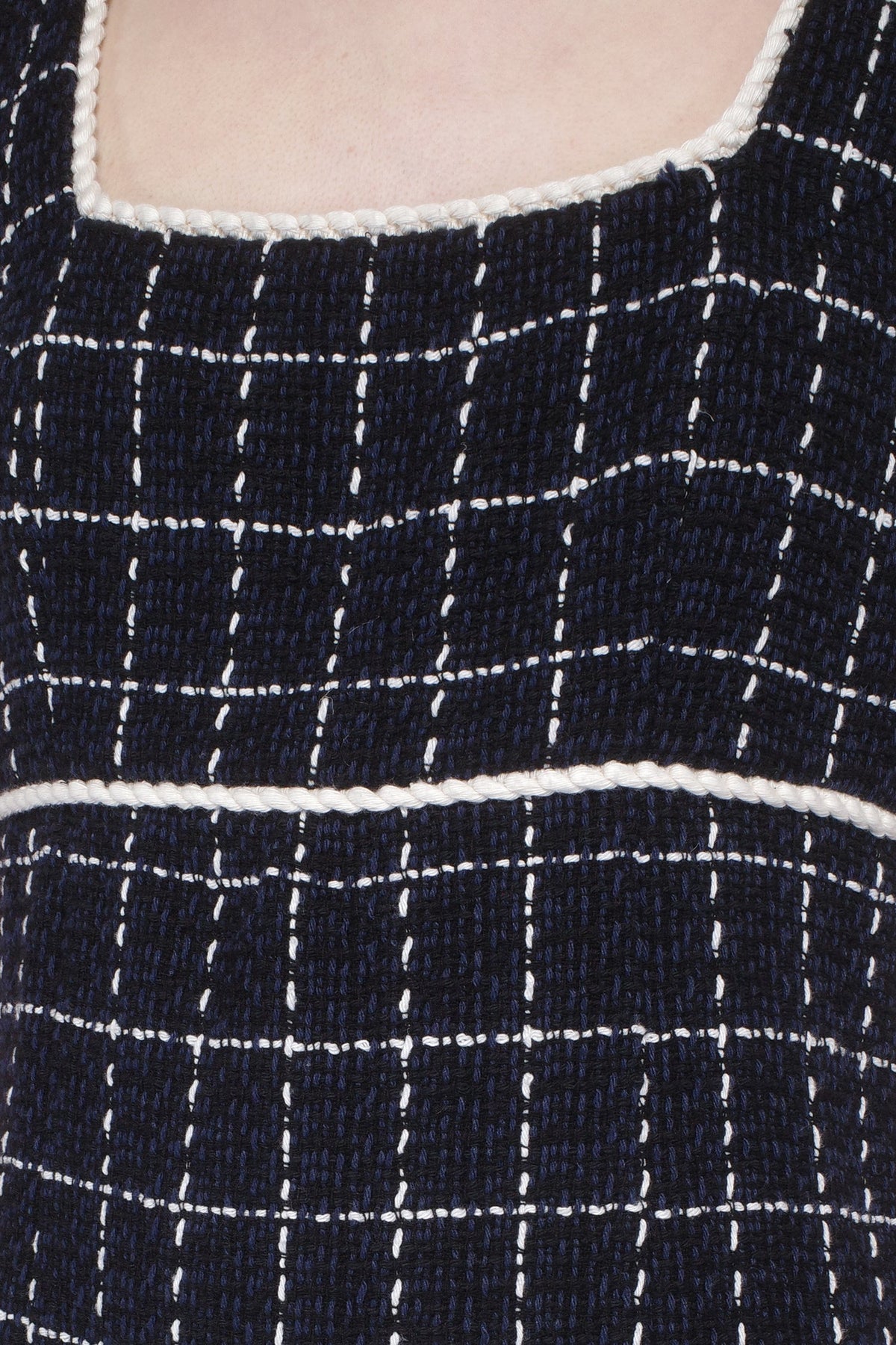 Windowpane Tweed Square Neck Mini Dress | Anna Sui
