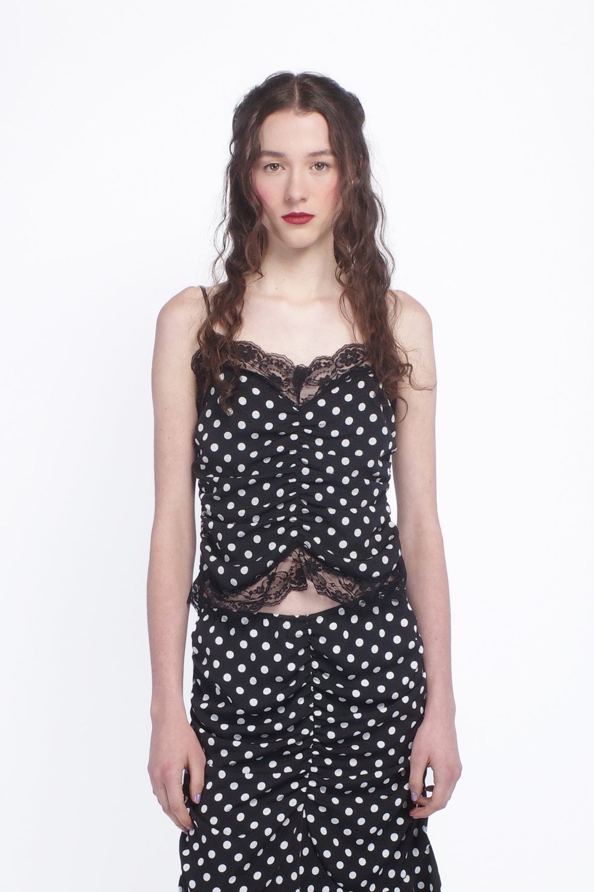 Polka Dot Ruched Lace Camisole | Anna Sui