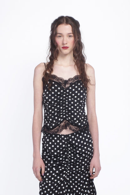 Polka Dot Ruched Lace Camisole | Anna Sui