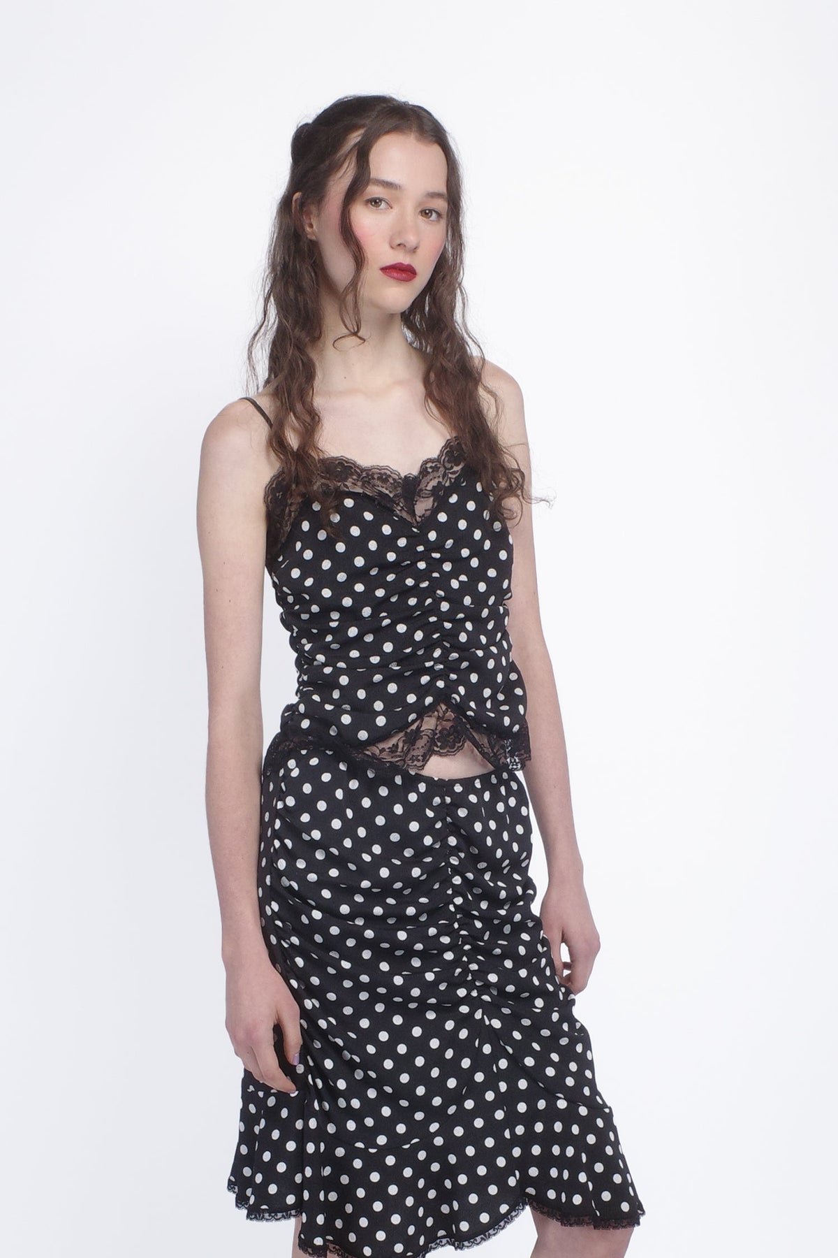 Polka Dot Ruched Lace Camisole | Anna Sui