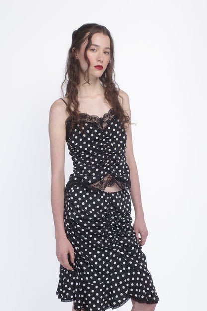 Polka Dot Ruched Lace Camisole | Anna Sui