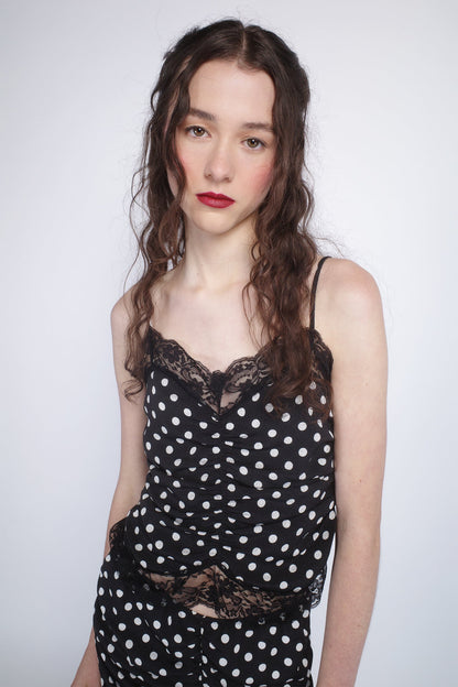 Polka Dot Ruched Lace Camisole | Anna Sui