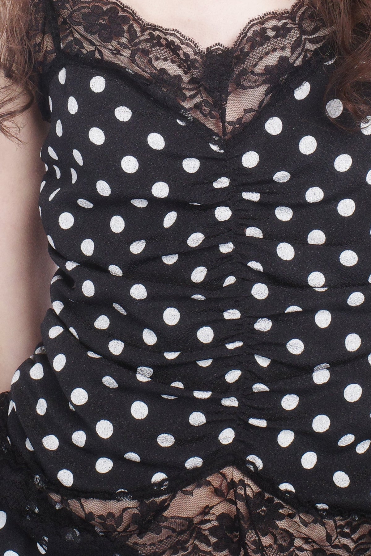 Polka Dot Ruched Lace Camisole | Anna Sui