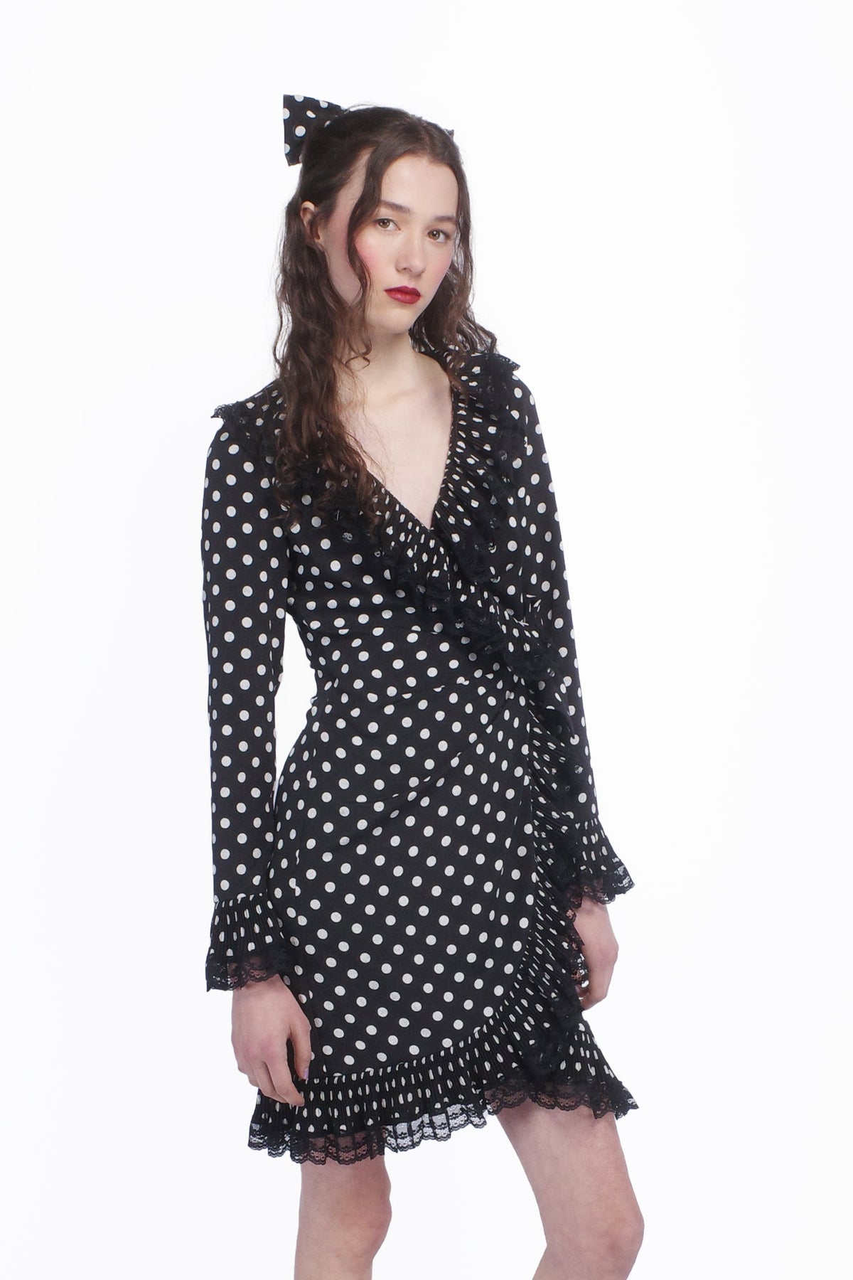 Polka Dot Pleated Wrap Dress | Anna Sui