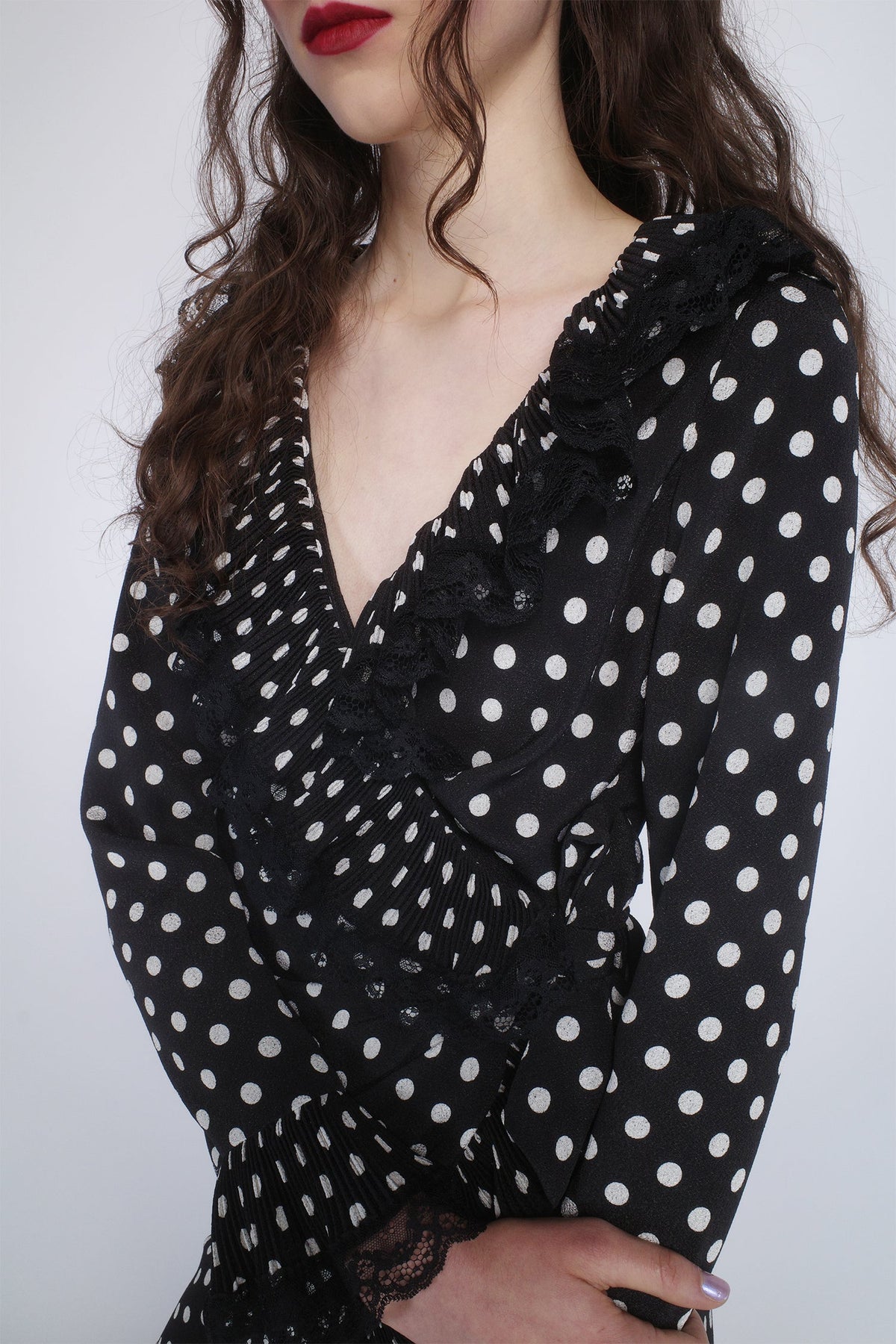 Polka Dot Pleated Wrap Dress | Anna Sui