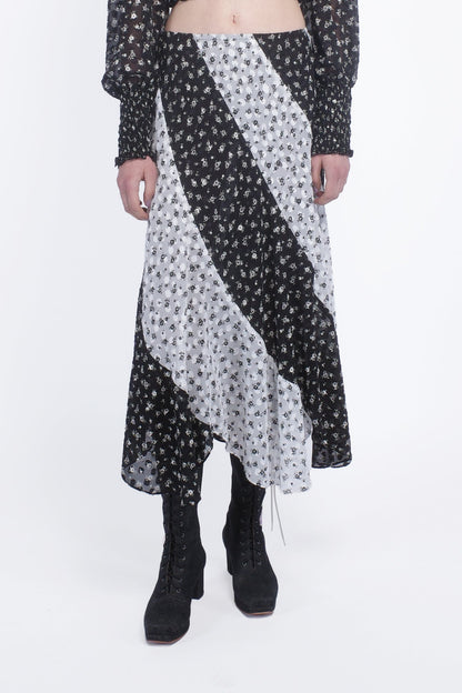 Ditsy Dot Chiffon Contrast Flowy Skirt | Anna Sui
