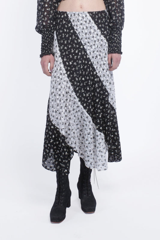 Ditsy Dot Chiffon Contrast Flowy Skirt | Anna Sui