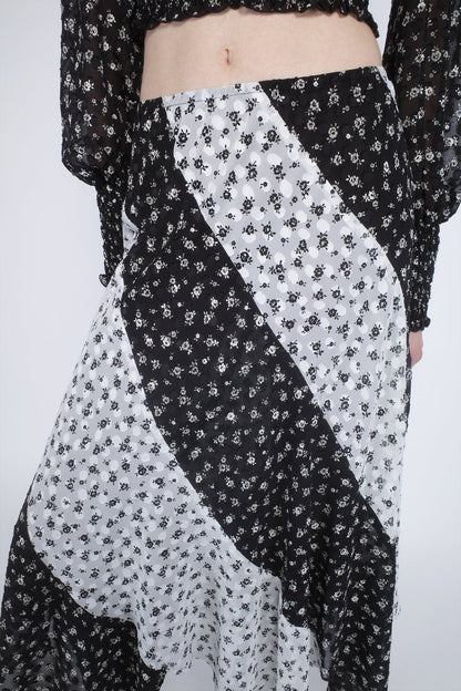 Ditsy Dot Chiffon Contrast Flowy Skirt | Anna Sui
