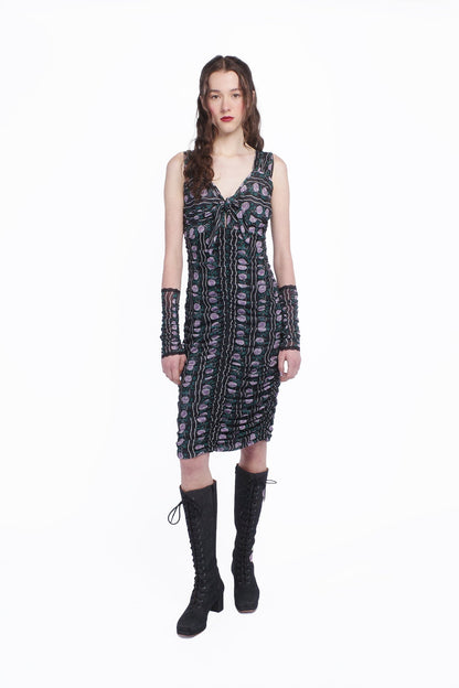 Rosetti Mesh Ruched Tie Dress | Anna Sui