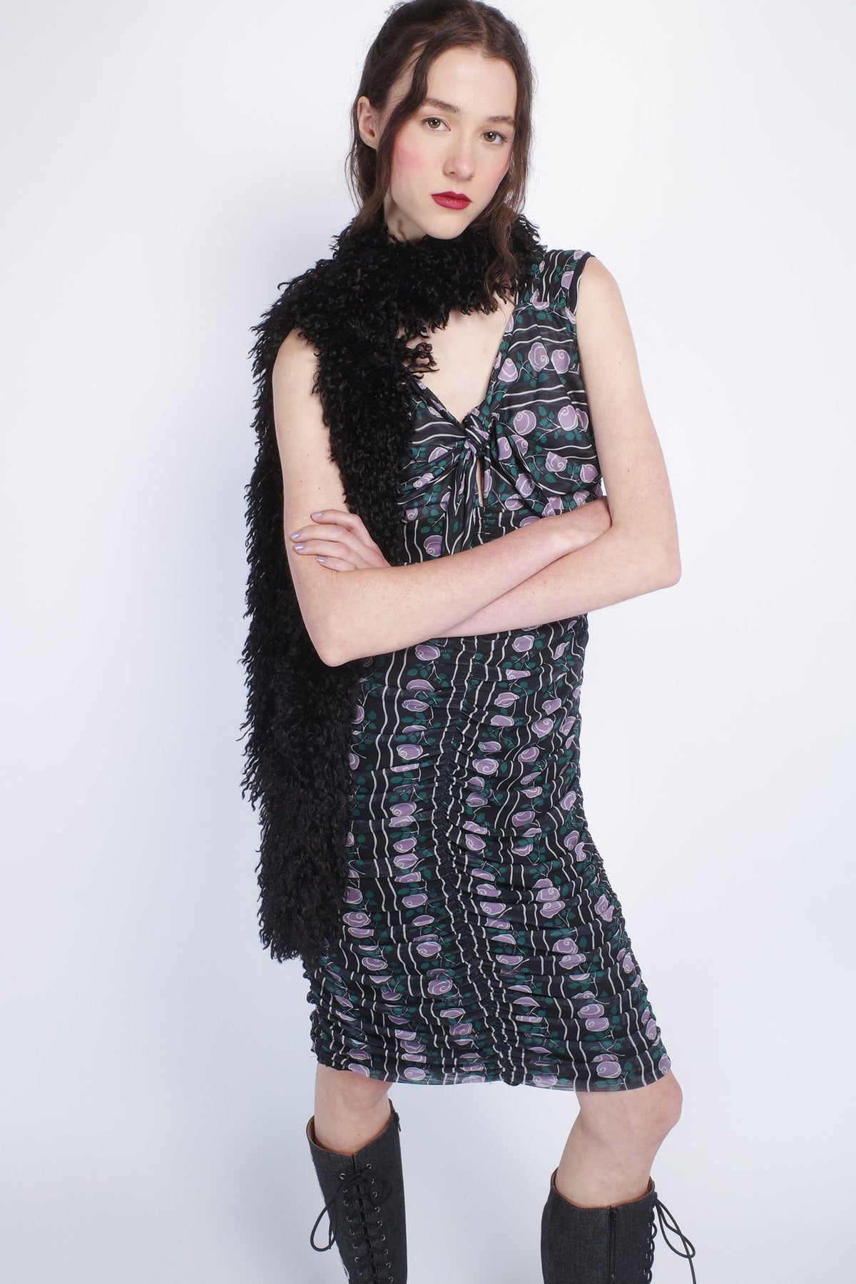 Rosetti Mesh Ruched Tie Dress | Anna Sui