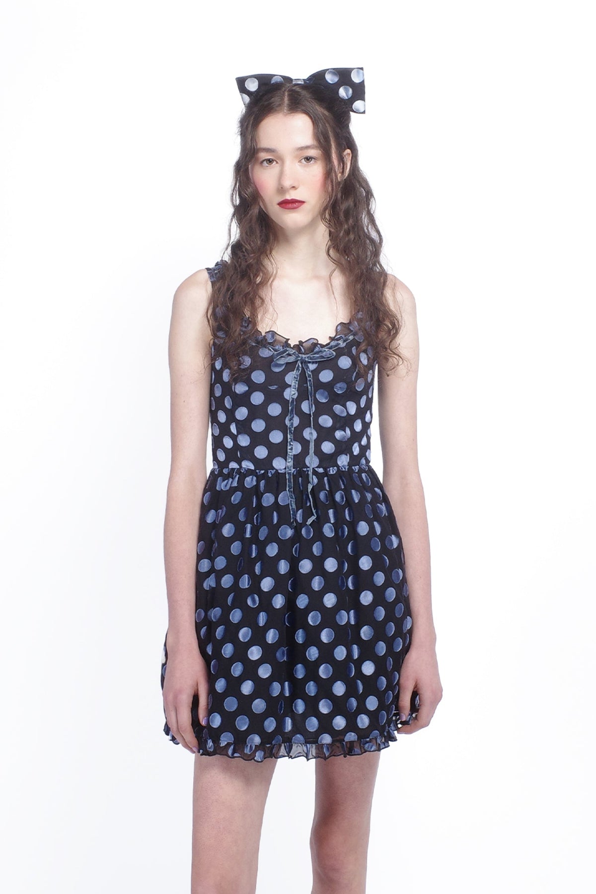 Dot Chiffon Ruffle Mini Dress | Anna Sui