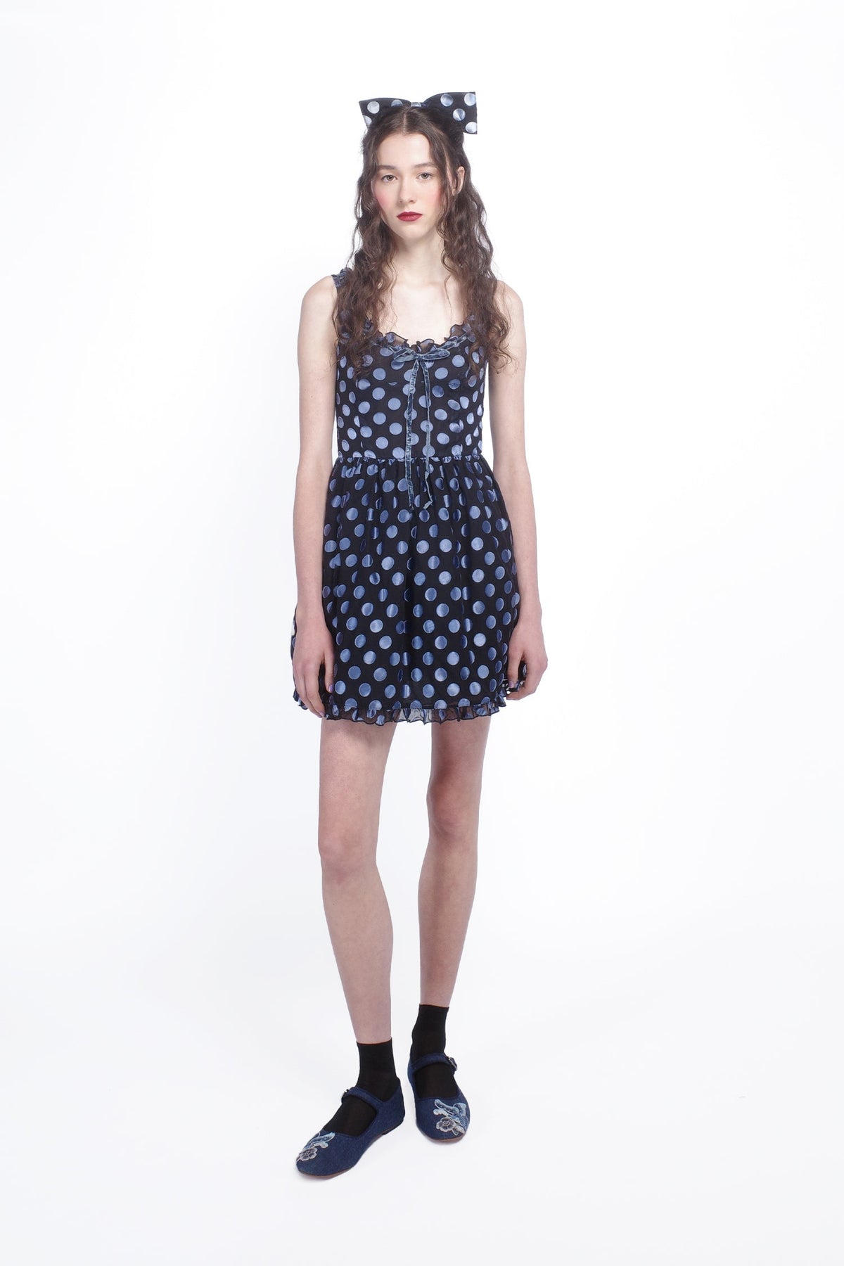Dot Chiffon Ruffle Mini Dress | Anna Sui