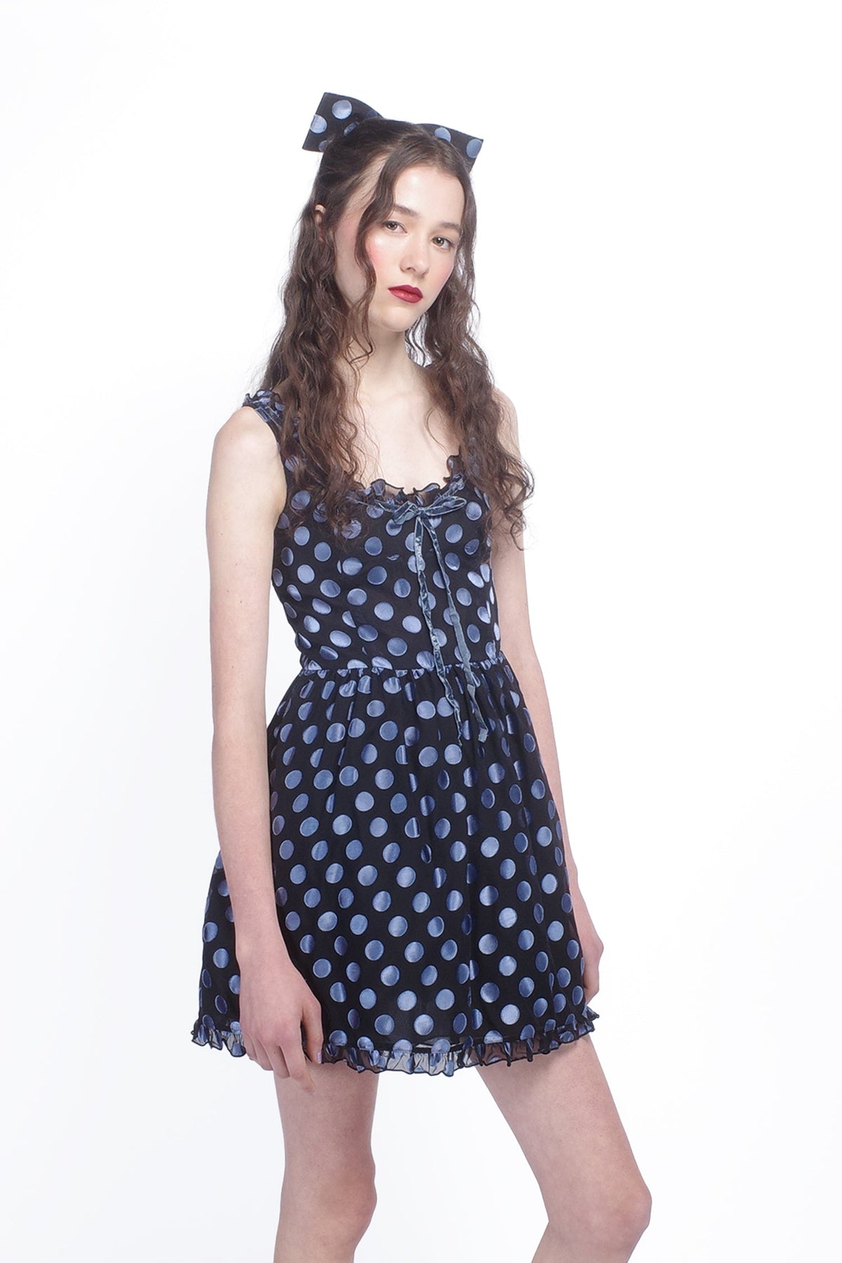 Dot Chiffon Ruffle Mini Dress | Anna Sui