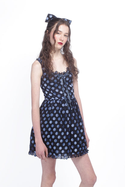 Dot Chiffon Ruffle Mini Dress | Anna Sui