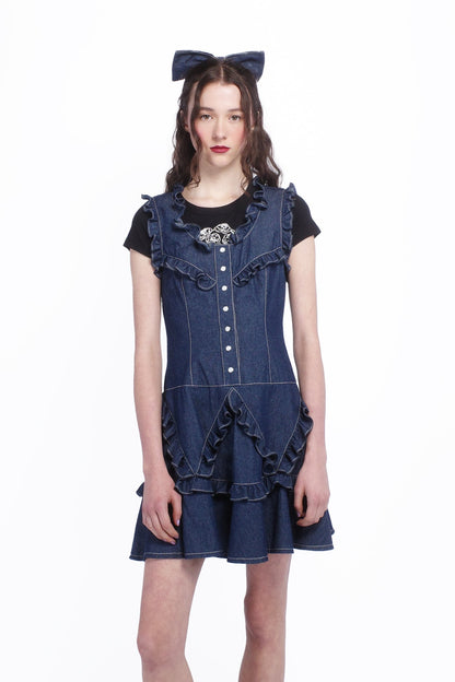 Denim Ruffle Dress | Anna Sui
