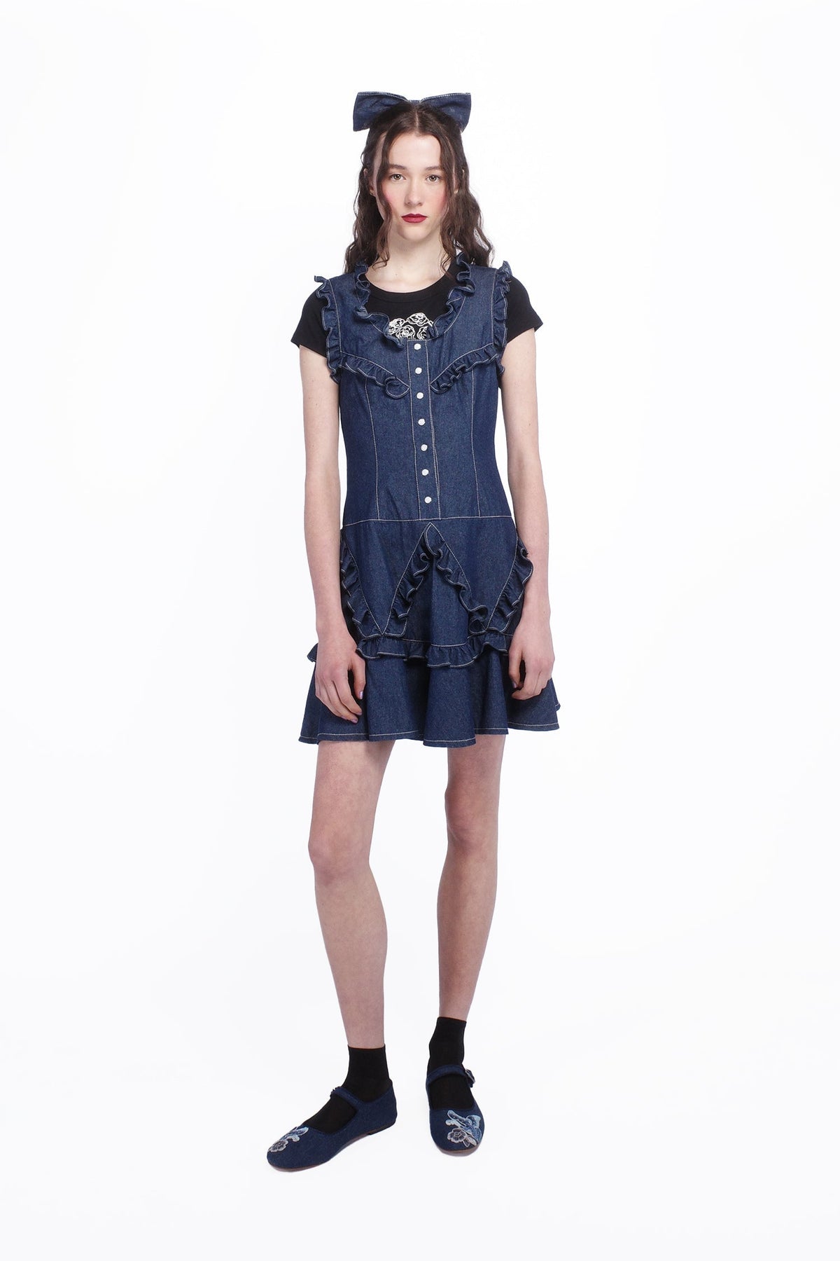 Denim Ruffle Dress | Anna Sui