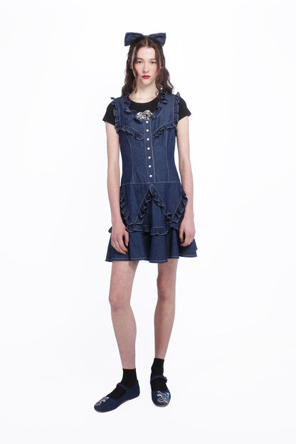 Denim Ruffle Dress | Anna Sui