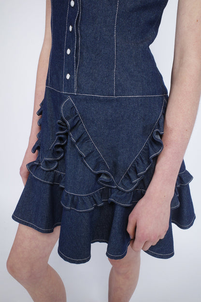 Denim Ruffle Dress | Anna Sui