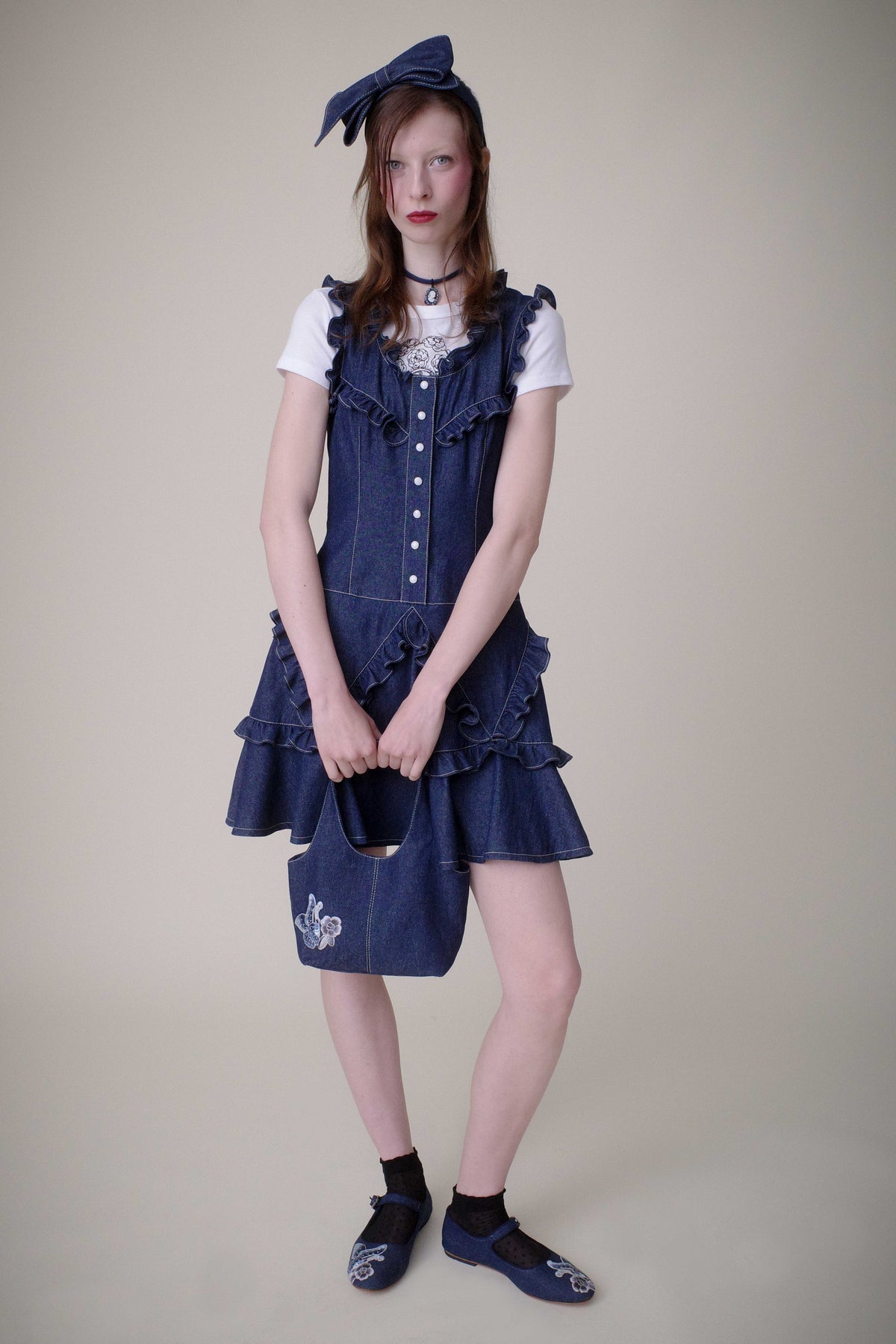 Denim Ruffle Dress | Anna Sui