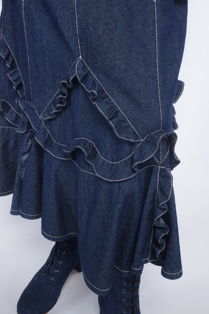 Denim Ruffle Maxi Skirt | Anna Sui