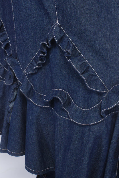 Denim Ruffle Maxi Skirt | Anna Sui