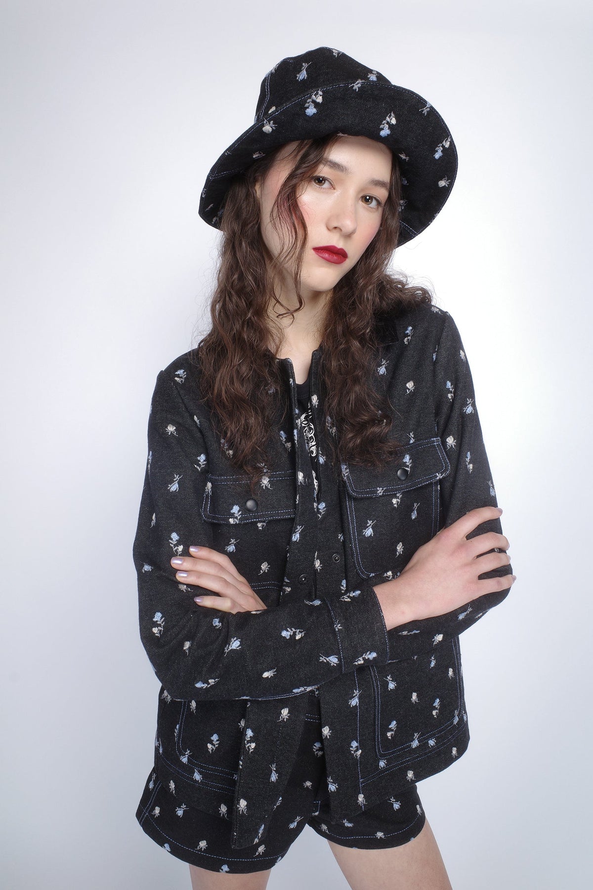 Denim Embroidered Roses Barn Jacket | Anna Sui