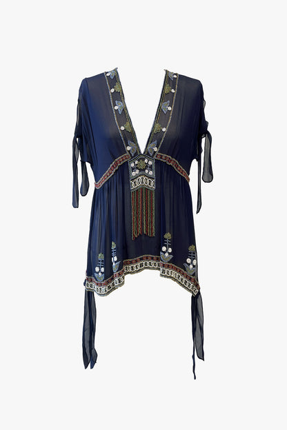 Anna Sui Silk Beaded Top | Anna Sui