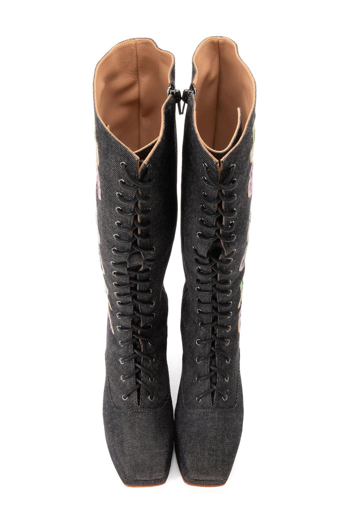 John Fluevog x Anna Sui Butterfly Boots - Black Denim | Anna Sui
