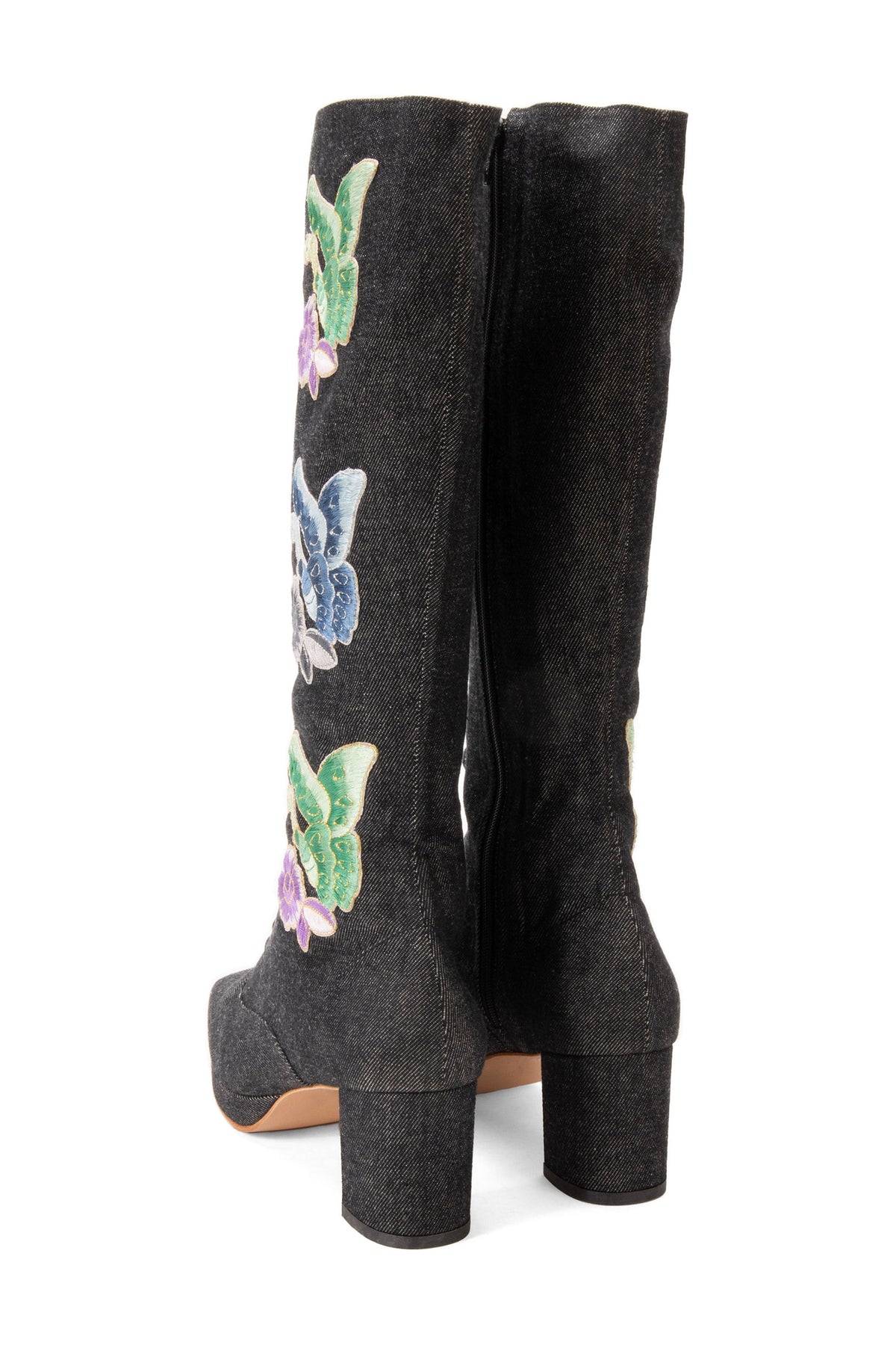 John Fluevog x Anna Sui Butterfly Boots - Black Denim | Anna Sui