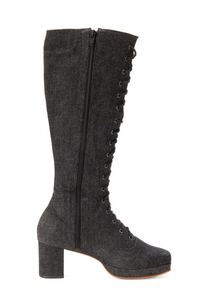 John Fluevog x Anna Sui Butterfly Boots - Black Denim | Anna Sui