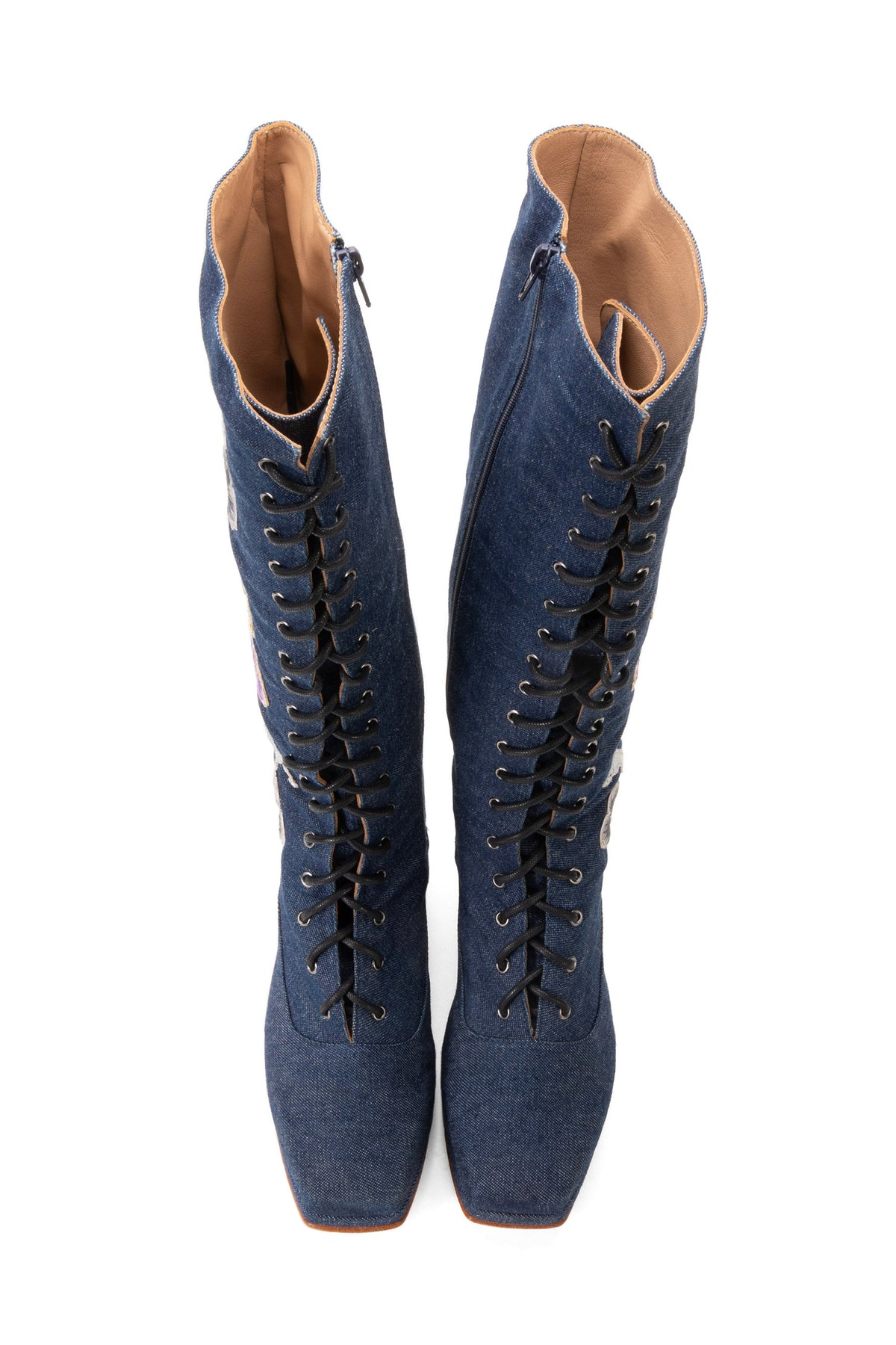 John Fluevog x Anna Sui Butterfly Boots - Denim Blue | Anna Sui