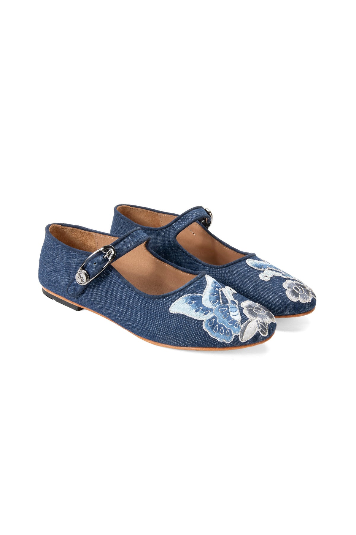 John Fluevog x Anna Sui Butterfly Mary Janes - Denim Blue | Anna Sui