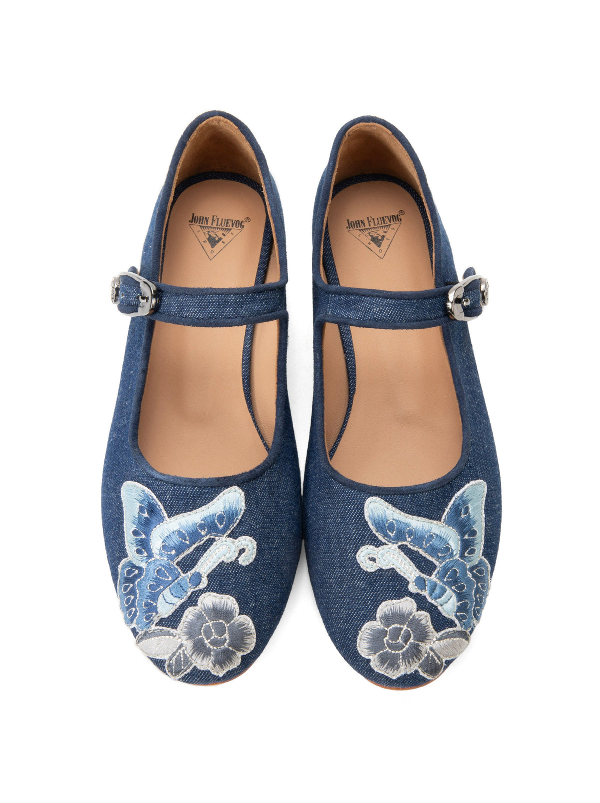 John Fluevog x Anna Sui Butterfly Mary Janes - Denim Blue | Anna Sui
