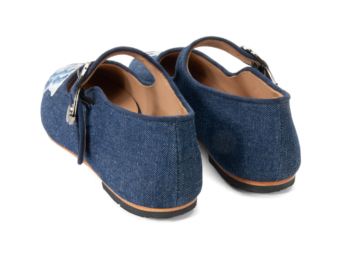 John Fluevog x Anna Sui Butterfly Mary Janes - Denim Blue | Anna Sui